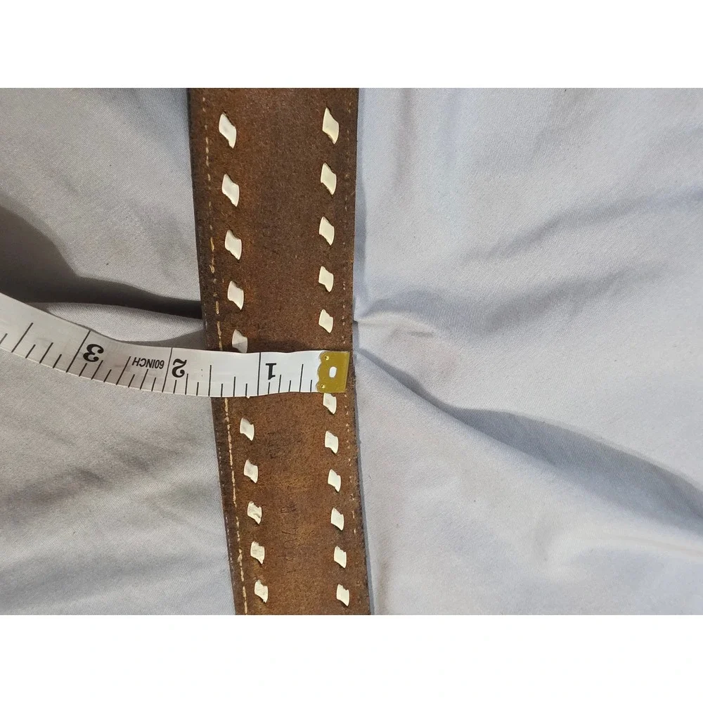 Tony Lama Vintage Bicentennial 1776-1976 Solid Brass Buckle Tooled Leather Belt